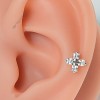 Piercing Tragus Crucifixo 4 Pedras Quadradas Crystal Aço Cirúrgico 316L